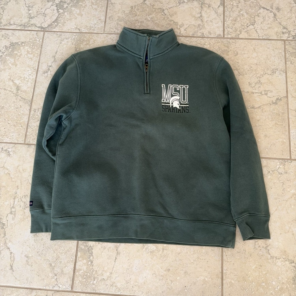 Vintage JanSport Michigan State Spartans  1/4 Zip Green Sweatshirt Men's XL